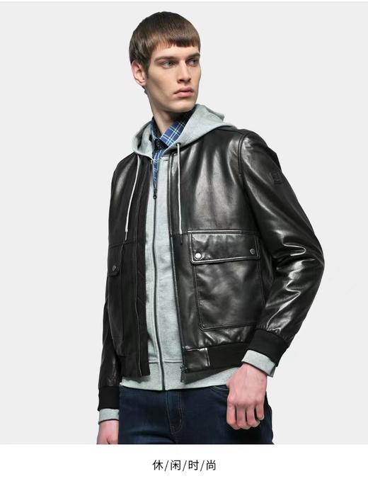 【直发】圣大保罗棒球领军装风厚实软糯饱满优质绵羊皮夹克PS21WJ782M 商品图0