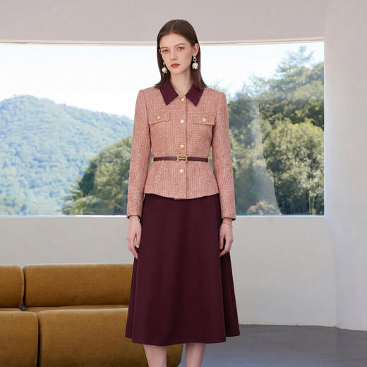IWY/小香风粗花呢西装套裙女春季高级感通勤职业装气质收腰两件套正装CS2577 商品图3