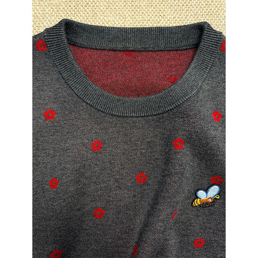 那些花儿 小禾同款羊毛混纺 圆领针织短袖T 蜜蜂刺绣宽松版型 双面织法 克重重磅 商品图6