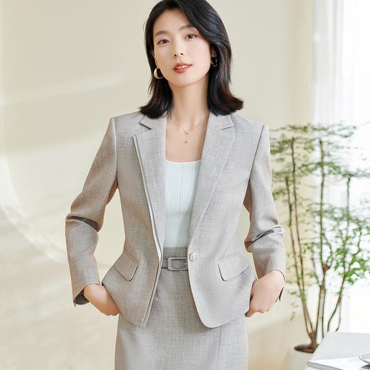 剩XXL 米思阳2026秋季新款气质职业短款西装修身一粒扣搭配正装外套0052 商品图2