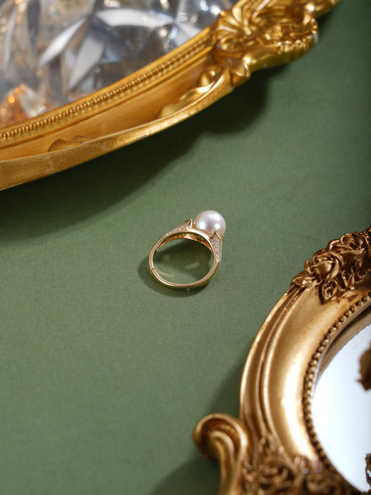 子佩集【悦光凝华】银S925珍珠惜王妃戒指【R1826】镀金三角托2602 商品图4