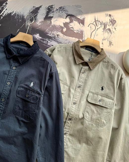 F031252时尚松弛慵懒老钱风刺绣情侣休闲商务牛仔尼龙衬衫外套 商品图1