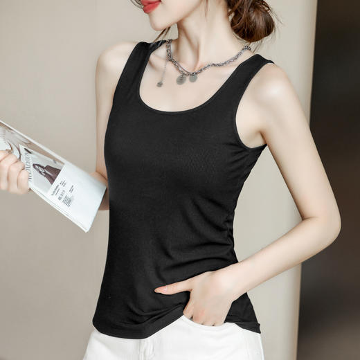 C2-【2件装】韩版亲肤圆领吊带背心女内搭外穿纯色基础百搭打底T恤   玲珑有致+心悦疏影 商品图2