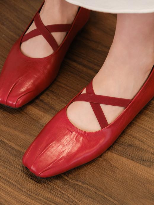 油腊牛皮复古褶皱芭蕾舞单鞋ACG1FTW089 商品图9