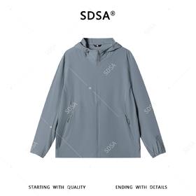SDSA男装2026新款高贵轻奢简约纯色拉链立领连帽夹克弹力风壳衣