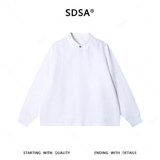 SDSA男装2026新款高贵轻奢韩版简约纯色拼接翻领长袖T恤百搭宽松 商品图0