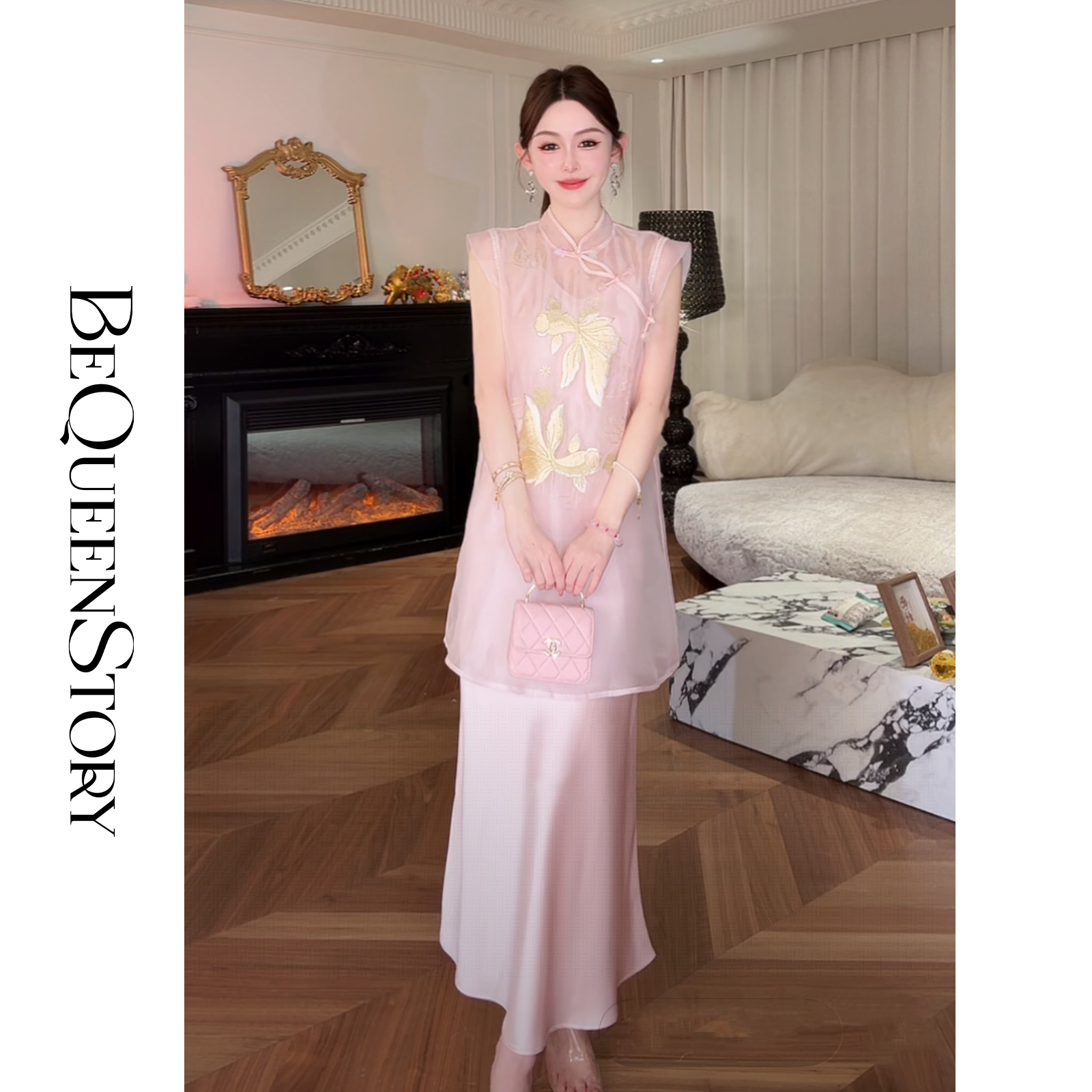 【孤品样衣，不退不换】【云水静思】轻奢高级感醋酸国风旗袍两件套连衣裙