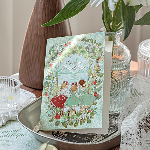 陌墨茶话会系列插画烫金贺卡信封套装 商品图4