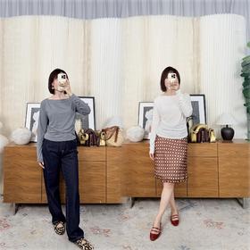 迷人香肩 莱赛尔醋酸真丝混纺 斜肩一字领长袖T恤 女神气质和舒适感一举两得 衣橱里的百搭经典款