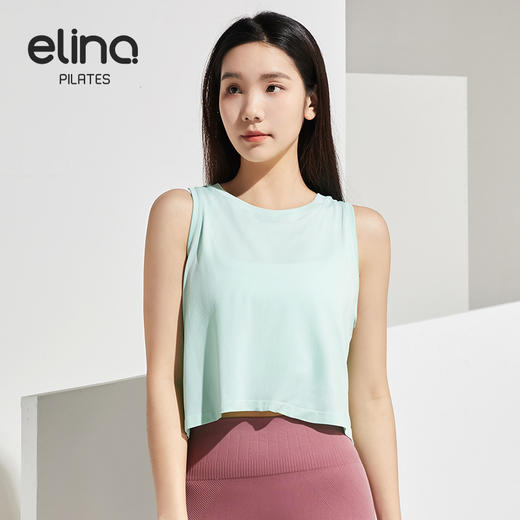 一恋普拉提新款透气宽松百搭罩衫短款背心瑜伽服T恤EML0594 商品图0