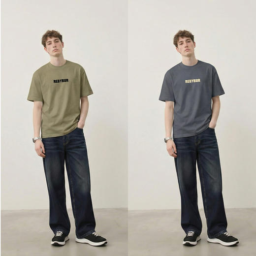 时尚宽松圆领短袖夏季百搭简约字母印花纯色T恤  YLZ-15056 商品图2