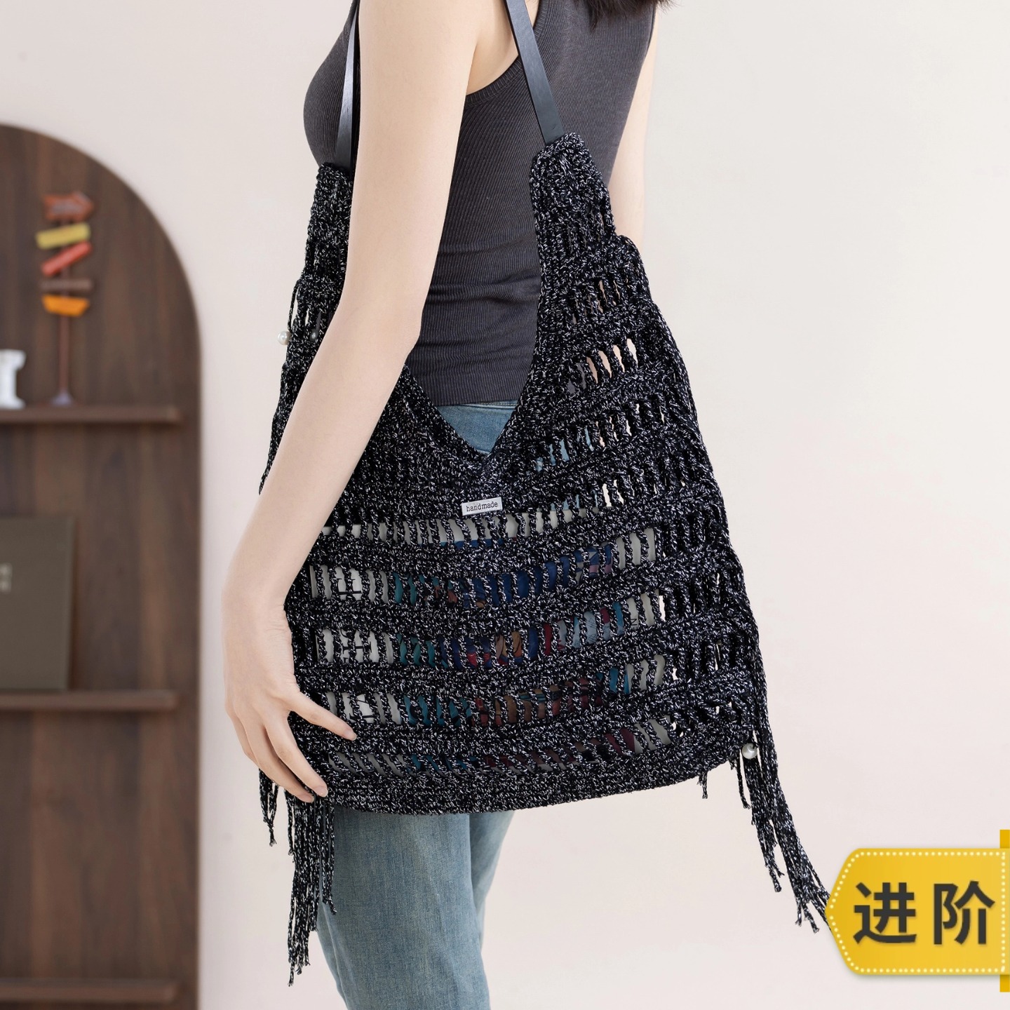 苏苏姐家银河流苏包手工diy编织钩针烁光毛线团自制包包材料包