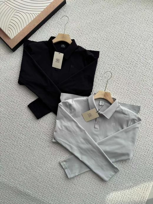 F031207春秋款纯色翻领吸湿速干长袖防晒男士t恤POLO 商品图1