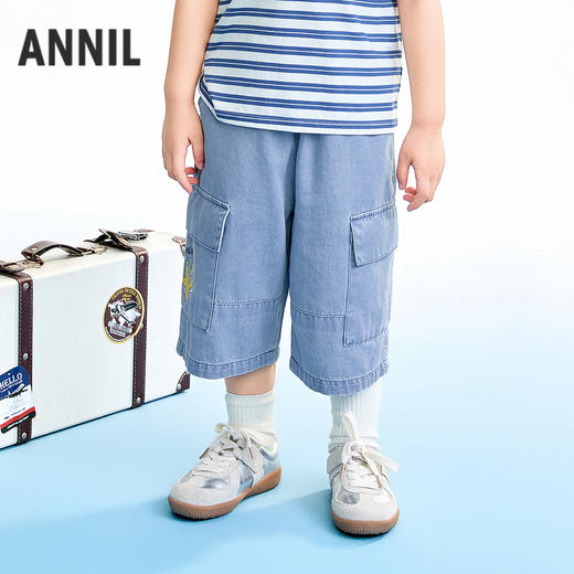 【实体店同款】男童全腰牛仔七分裤夏季新款安奈儿童装XB626174 商品图0