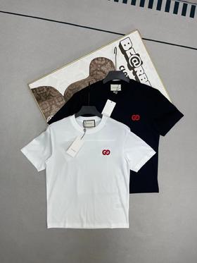 F031245徽标刺绣定织定染logo圆领情侣后背织带短袖T恤