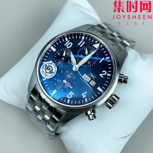 万国APS新款飞行员计时系列 飞行员计时透底 蓝盘钢带 丹东69385一体机 男士腕表 表径41mm 商品图2