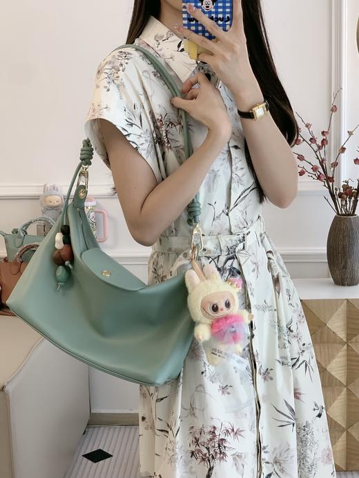 LC珑骧 牛皮串珠 Hobo单肩包半月形肩背袋复古腋下包 特惠 Z-15867 商品图14