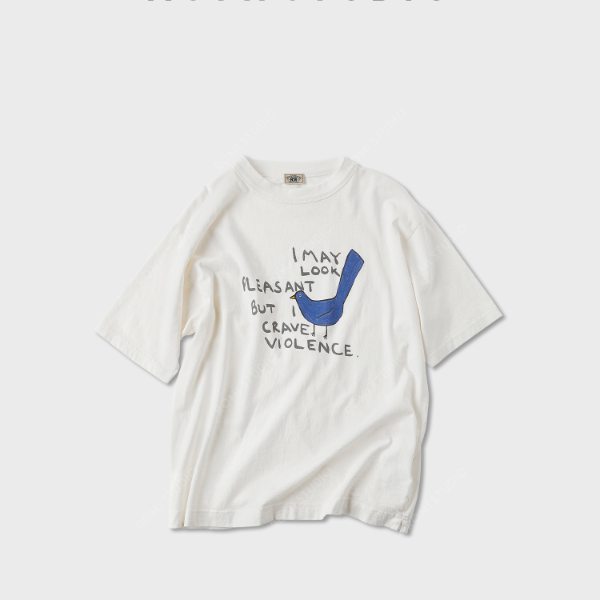 ROMI STUDIO"简约基础"汉麻混纺印花百搭圆领短袖T恤 RWCRSU5854