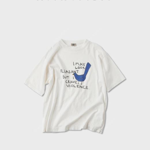 ROMI STUDIO"简约基础"汉麻混纺印花百搭圆领短袖T恤 RWCRSU5854 商品图0