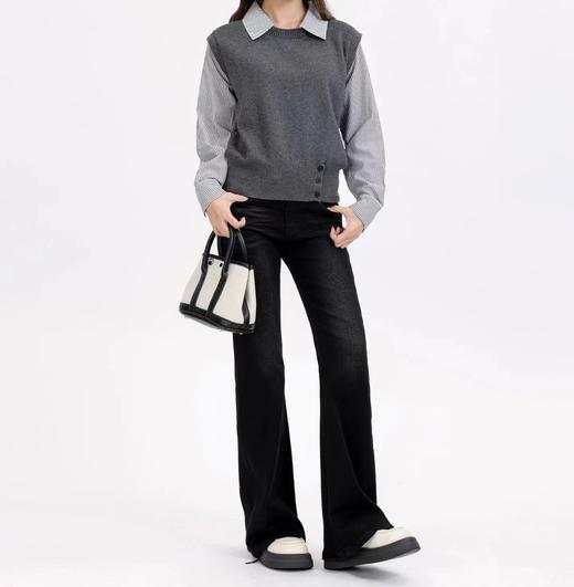 F031222春季新款气质减龄百搭宽松显瘦针织假两件上衣 商品图8