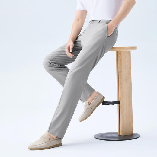 【犀牛褶/含桑蚕丝】柒牌男式商务混纺西裤2026春季新款修身长裤 130H72200 商品图1