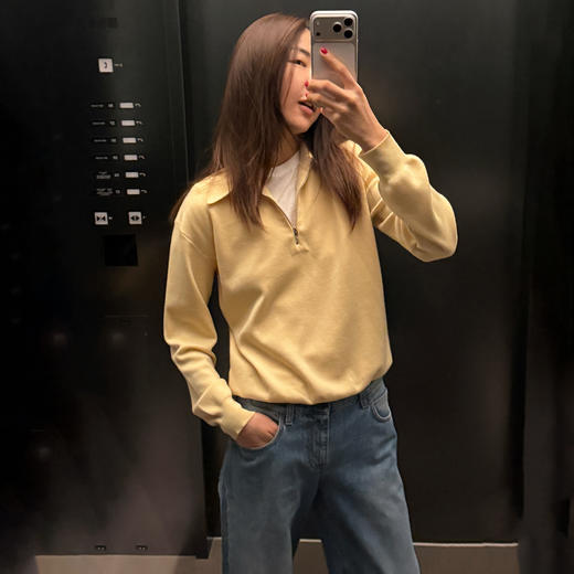 ROMI STUDIO100%欧洲美利奴羊毛半拉链polo领休闲开衫 RWCWST7195 商品图2