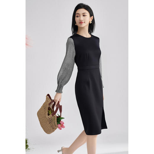 剩XXL 米思阳2026春季新款时尚通勤长袖修身显瘦气质女神连衣裙女1028 商品图1