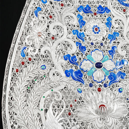 子佩集S999银手工银花丝【鸾凤和鸣·琵琶记】花丝镶嵌摆件【HSPP】大师工坊原创设计2511 商品图4