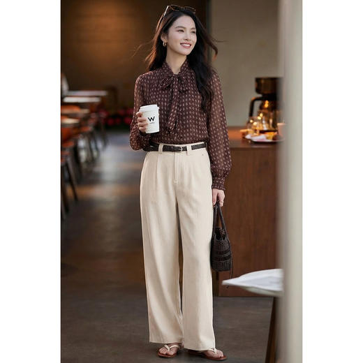 【预售7天】情有独钟~法式蝴蝶结衬衫 复古减龄 米思阳2026春季新款小个子设计感气质腰果印花上衣女1159 商品图4