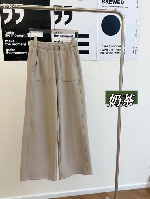 F031262暖皮绒休闲大口袋垂感宽松遮肉显瘦女士阔腿裤长裤 商品图10