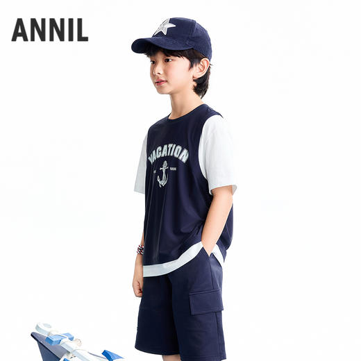 【实体店同款】男童圆领短袖针织衫夏季新款安奈儿童装AB621121 商品图1