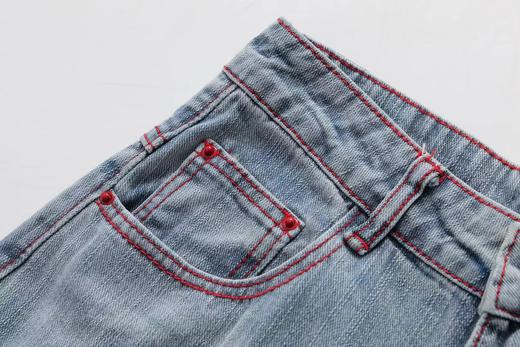 F031219复古水洗浅蓝牛仔裤宽松阔腿百搭休闲长裤 商品图9