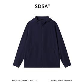 SDSA男装2026新款高贵轻奢简约纯色拉链立领连帽夹克弹力风壳衣