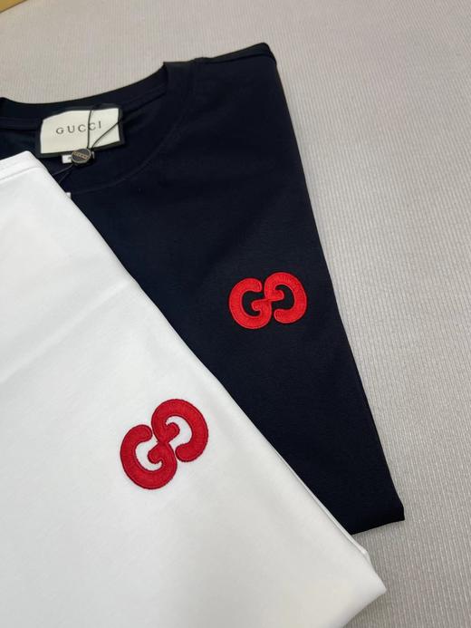 F031245徽标刺绣定织定染logo圆领情侣后背织带短袖T恤 商品图3