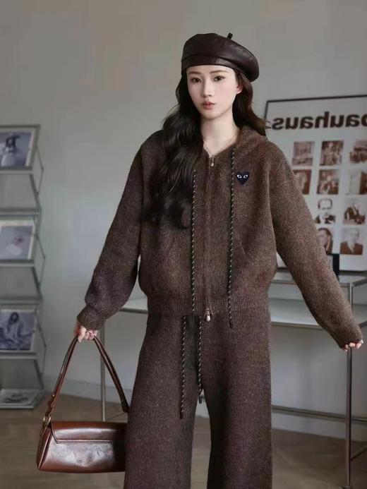 F031205温柔松弛宽松日常高腰垂顺休闲居家慵懒随性针织连帽套装 商品图7