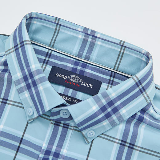 【高弹】德鲨休闲短袖格子衬衫男青年2026夏新款打底上衣弹力衬衣 商品图3