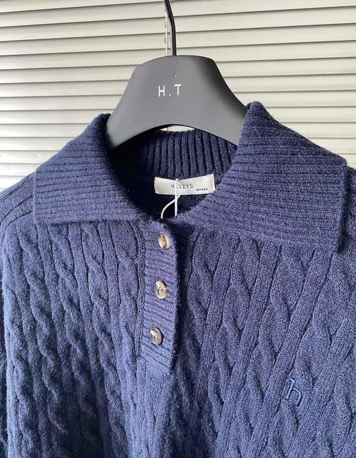 F031259新品针织衫时尚休闲减龄百搭复古学院风翻领绞花毛衫女 商品图5