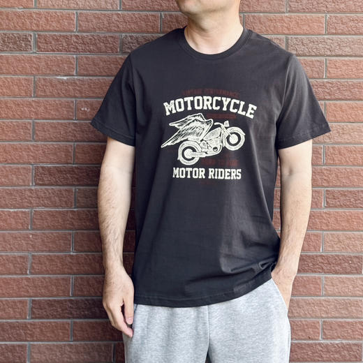 26春夏--男士摩托车印花棉质短袖男T【包邮+三天无理由退换】 商品图0