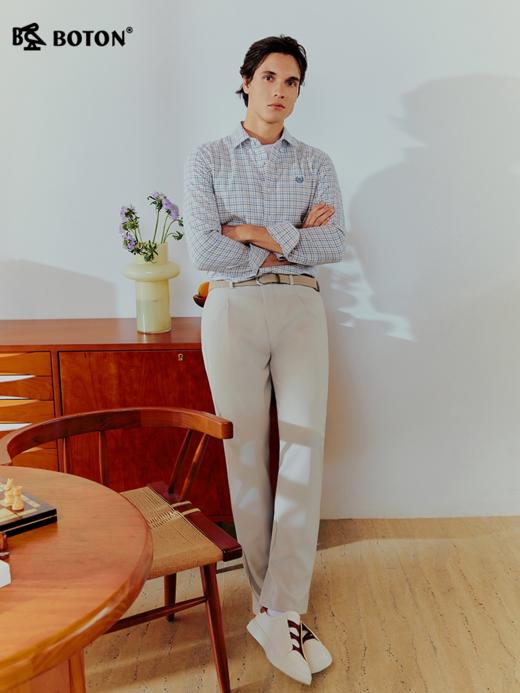 波顿男士春秋季修身格仔长袖衬衫｜腰身收得恰到好处，车工扎实不走形，穿久了依然合意MS171126 商品图1