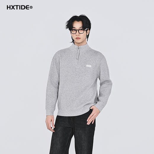 【新品上新】HX 冬季中领半开胸毛衫S107544300101 商品图1