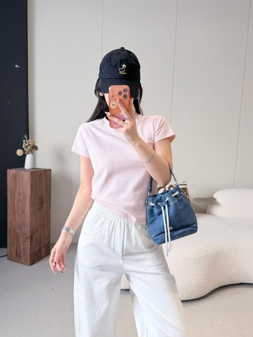 韩国单~简约经典拼接纯色过肩T恤 商品图11