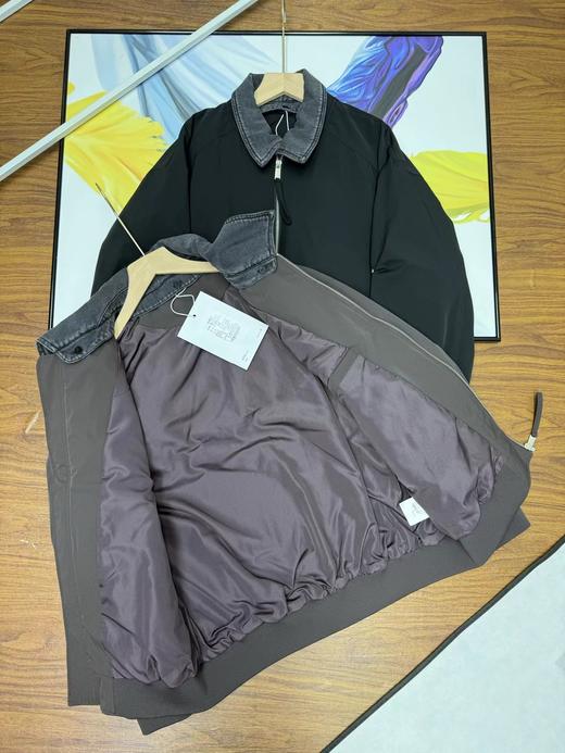 F031244新款美式潮牌拼接牛仔外套男春秋季痞帅休闲翻领拉链夹克 商品图2