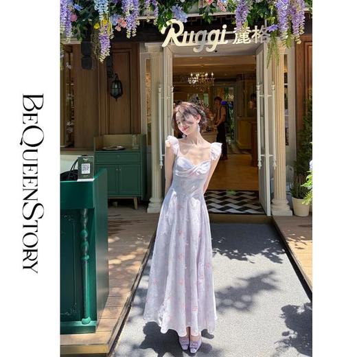 【孤品样衣，不退不换】【丁香凝露】高定手工立体绣花亮片收腰长款连衣裙夏季新款 商品图4