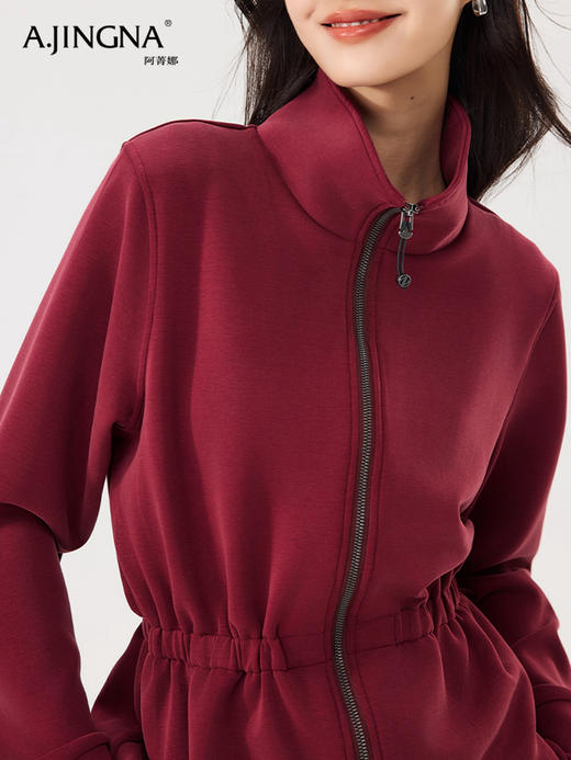 【亲肤健康】阿菁娜莫代尔收腰短款立体宽松翻领外套F31C207002 商品图2