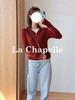 专柜实拍【柔软绵羊毛】拉夏贝尔/La Chapelle复古明艳港风！氛围感连帽半拉链撞色假两件软糯质感针织衫★ 商品缩略图1