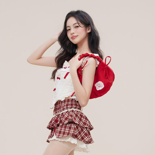 简约韩系红色系可调节抽绳包-纪念日百货门店同款169443211 商品图2