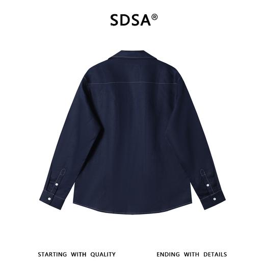 SDSA男装2026新款高贵轻奢时尚简约明线倒三角长袖衬衫百搭宽松 商品图4