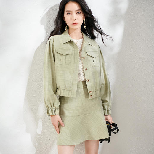 芳外新款飒气减龄时尚套装工装外套鱼尾半裙两件套8D21CG1475 商品图2
