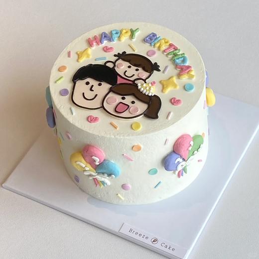 一家三口手绘卡通蛋糕-低糖处理无添加 商品图1