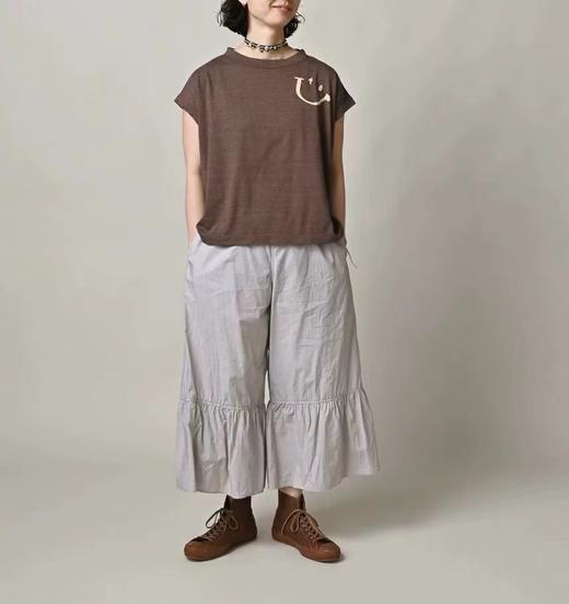 F031216笑脸印花M型宽松罩衫竹节棉T恤夏季舒适透气上衣 商品图4